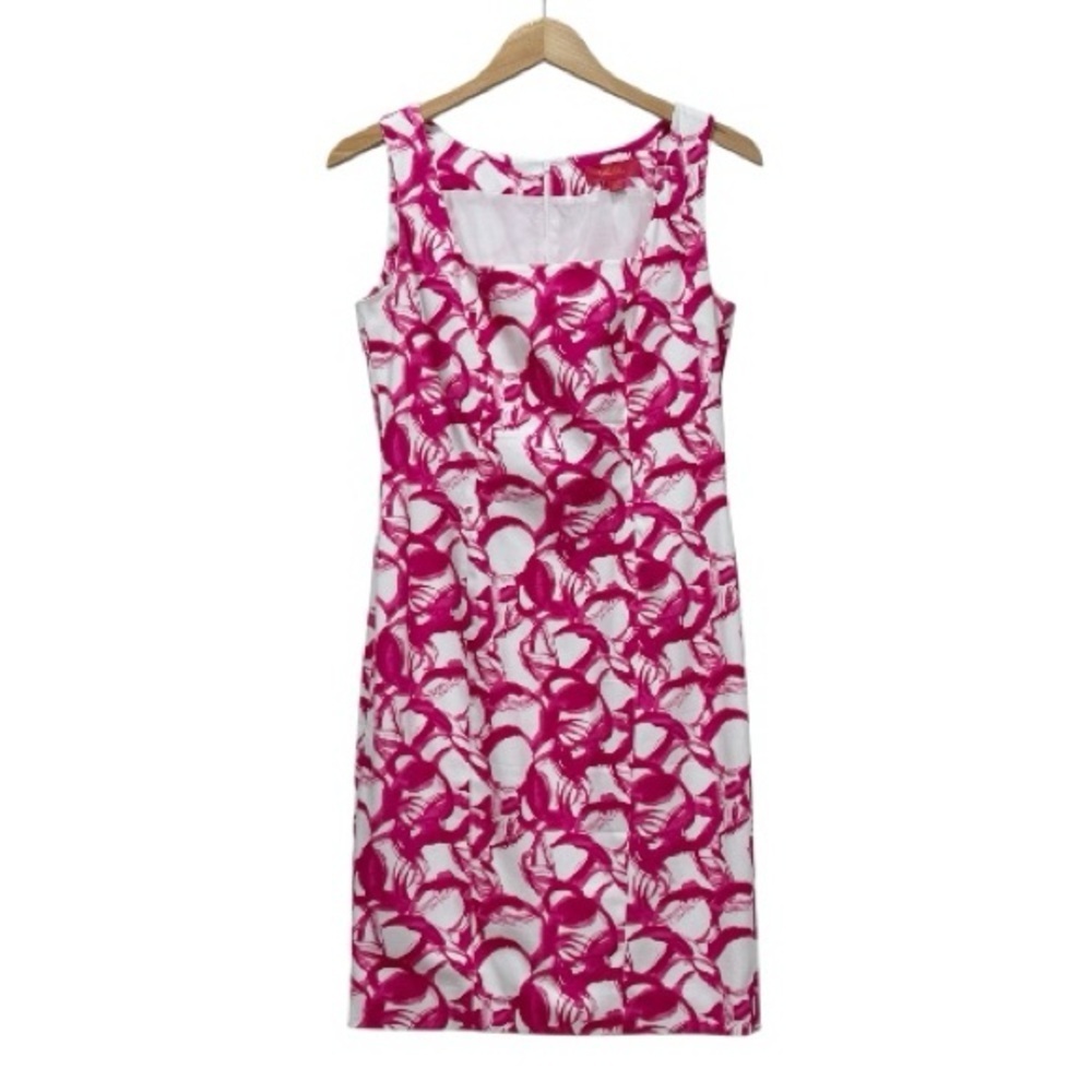 LaVia 18 Made in Italy Pink & White Abstract Crab Print Sleeveless Women’s 8
